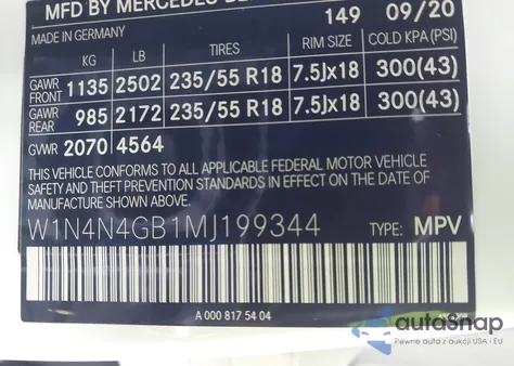 2021 Mercedes-Benz Gla 250 из США, поврежденный, VIN W1N4N4GB1MJ199344